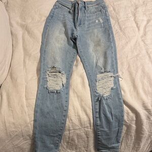 Frame Denim Light Blue Distressed Skinny Jeans